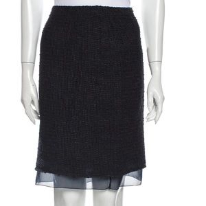Akris ribbed crochet tweed Skirt layered knee length black